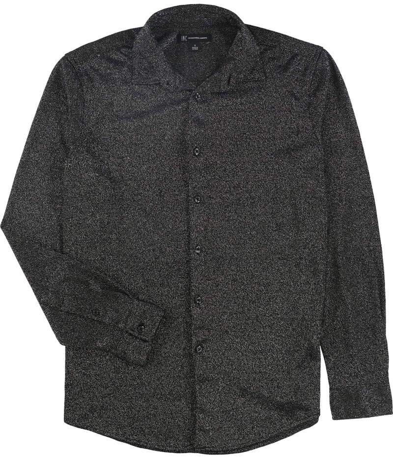I.N.C Mens Metallic Knit Button Up Shirt