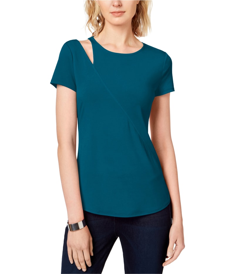 I.N.C Womens Cutout Shoulder Basic T-Shirt
