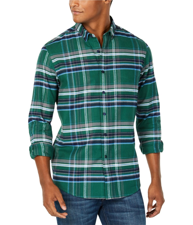 Club Room Mens Plaid Button Up Shirt