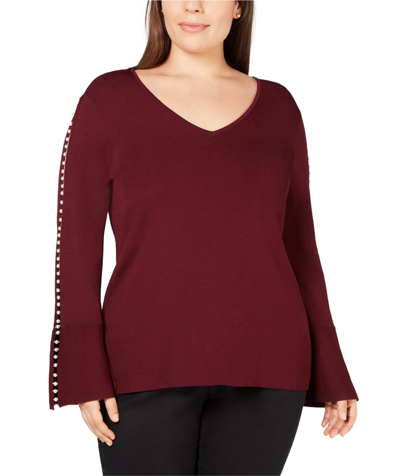 I.N.C Womens Pearl-Trim Pullover Sweater