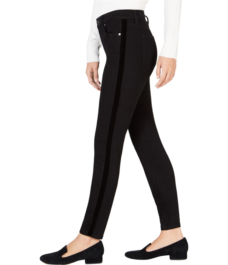 maison Jules Womens Side-Stripe Tapered Skinny Jeans