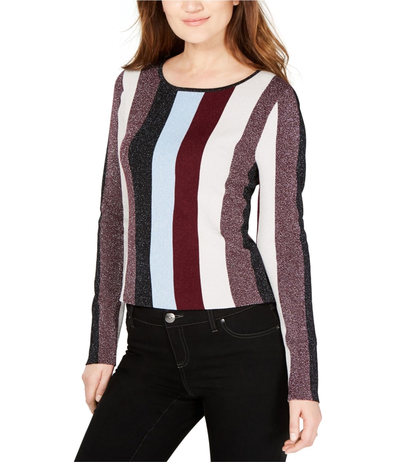 I.N.C Womens Metallic Stripe Pullover Sweater
