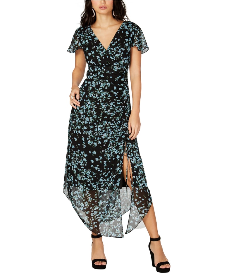 I.N.C Womens Flutter-Sleeve Ruched Maxi Dress