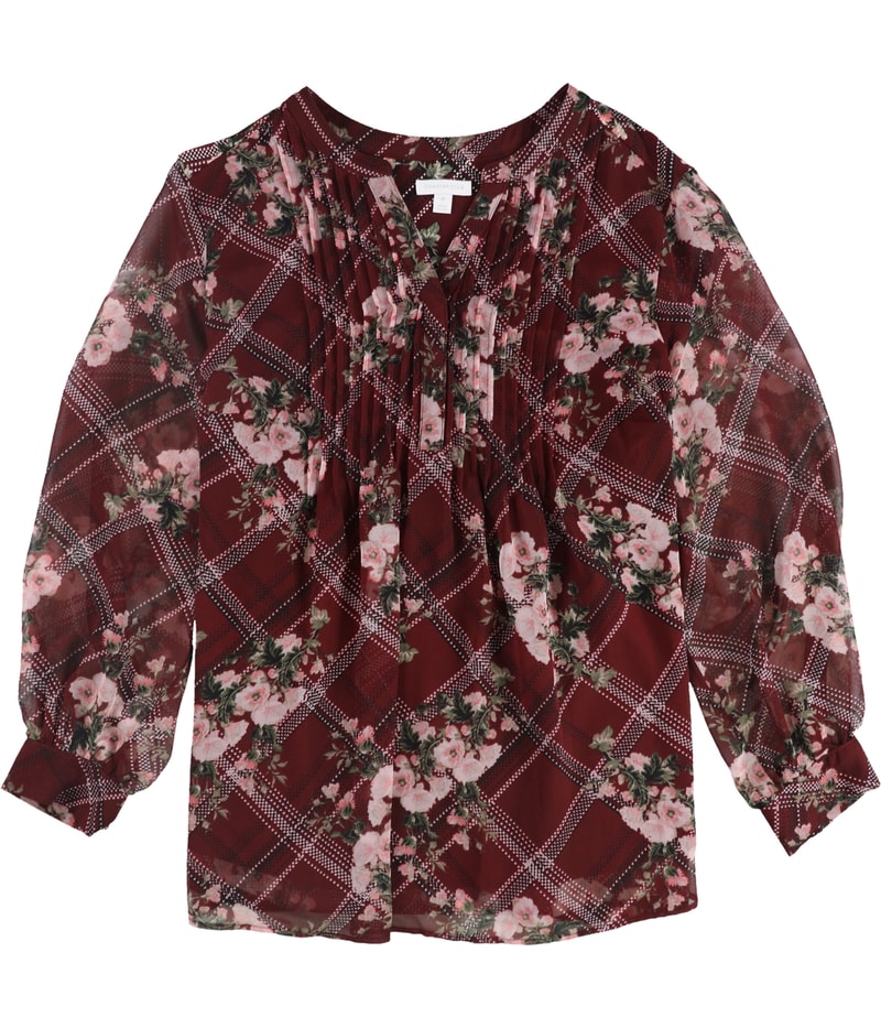 Charter Club Womens Floral Pintucked Shell Blouse