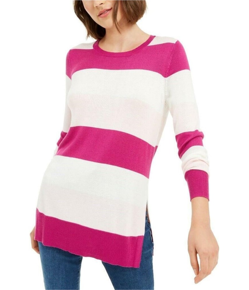 maison Jules Womens Striped Pullover Sweater