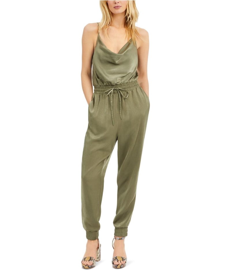 bar III Womens Satin Jogger Jumpsuit