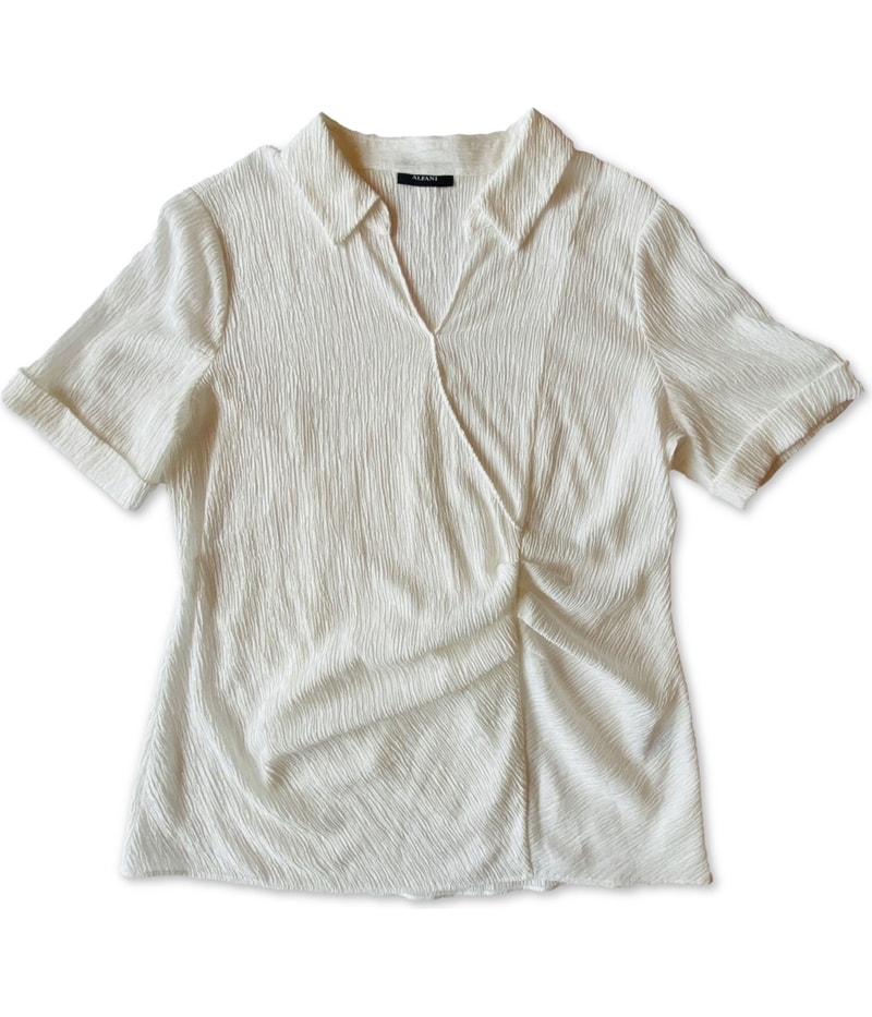 Alfani Womens Textured Collared Basic T-Shirt