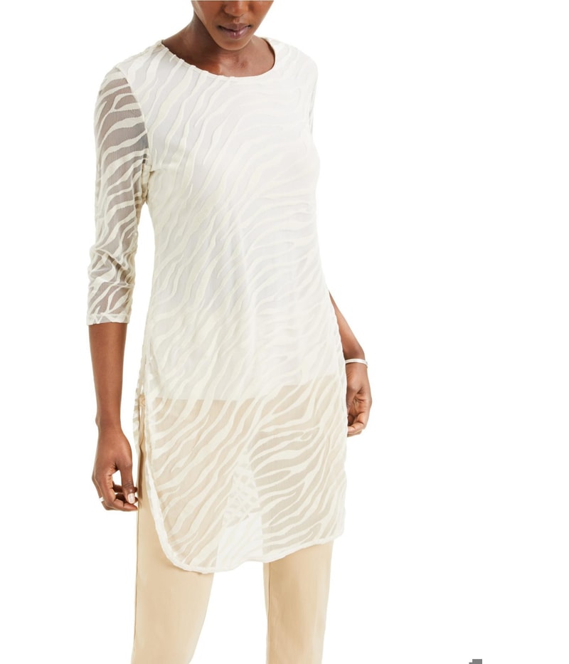 Alfani Womens Zebra Print Tunic Blouse