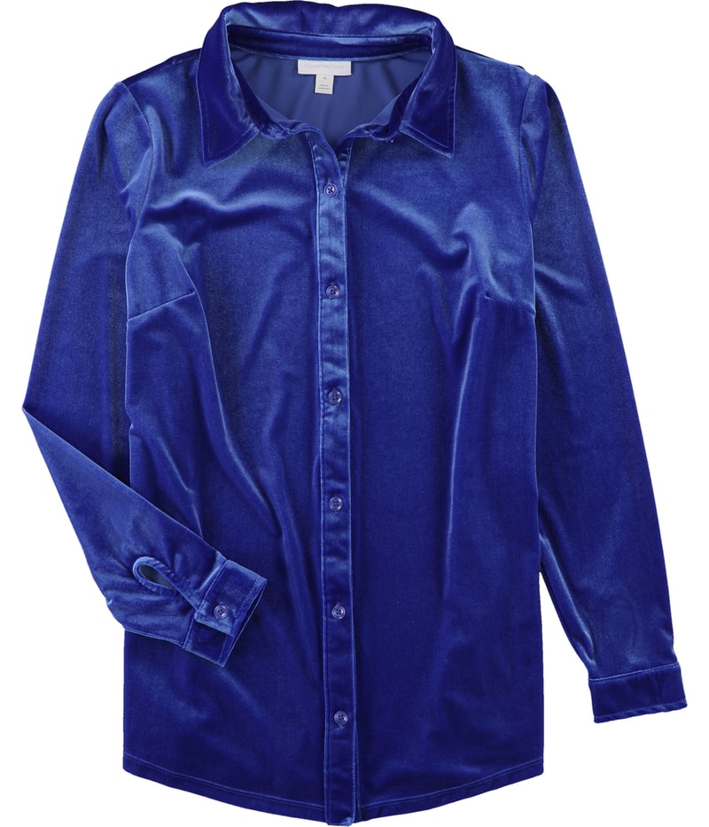 Charter Club Womens Velour Button Up Shirt