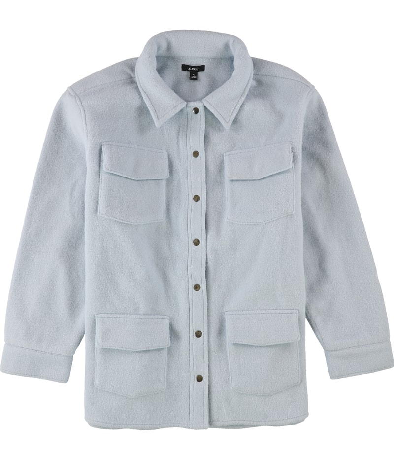 Alfani Womens Button-Down Fleece Jacket