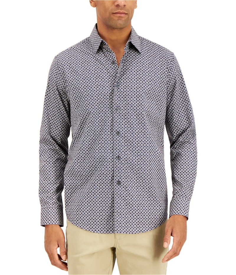Tasso Elba Mens Geometric Button Up Shirt