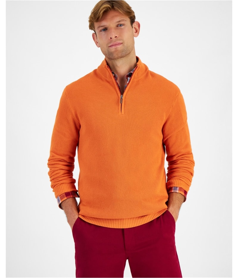 Club Room Mens Quarter-Zip Textured Sweatshirt