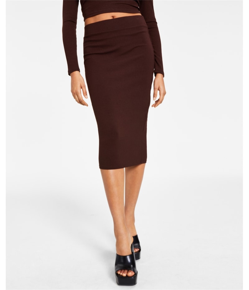 bar III Womens Ribbed Midi Skirt