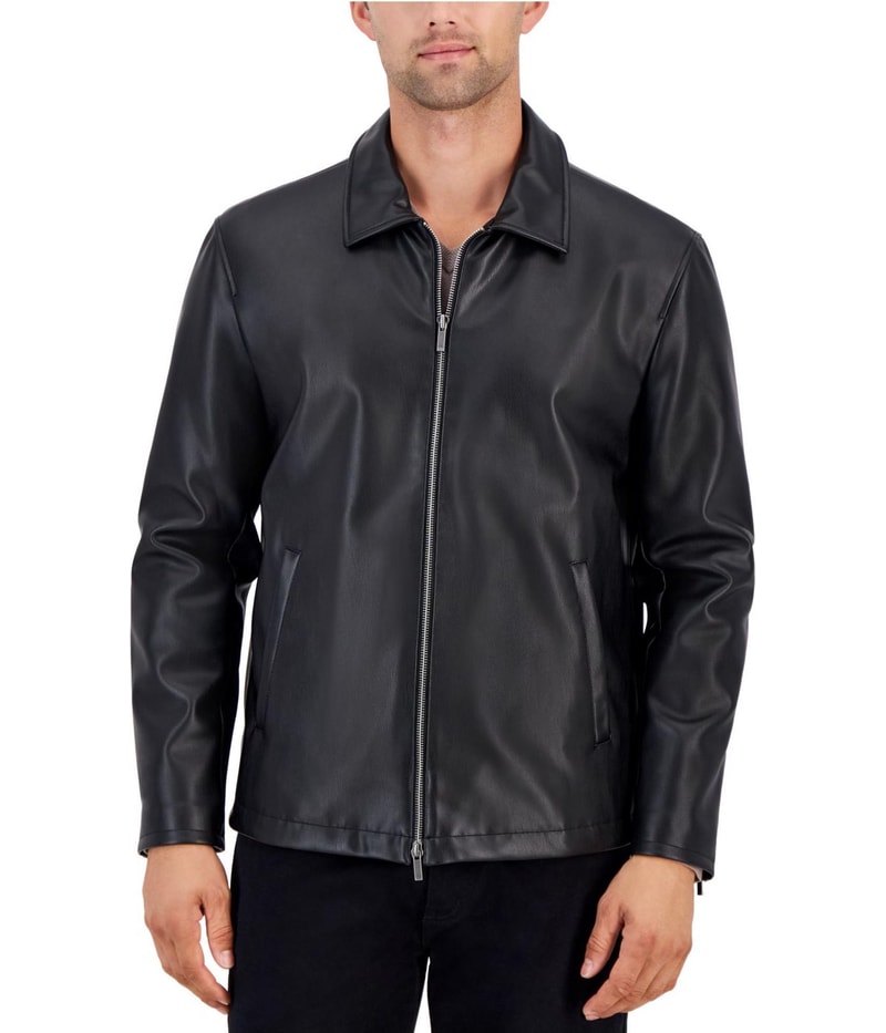 Alfani Mens Faux Leather Motorcycle Jacket