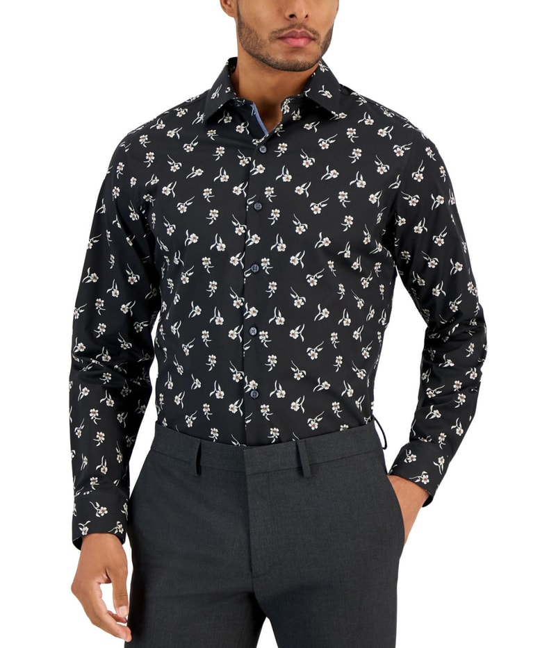 bar III Mens Printed Button Down Dress Shirt