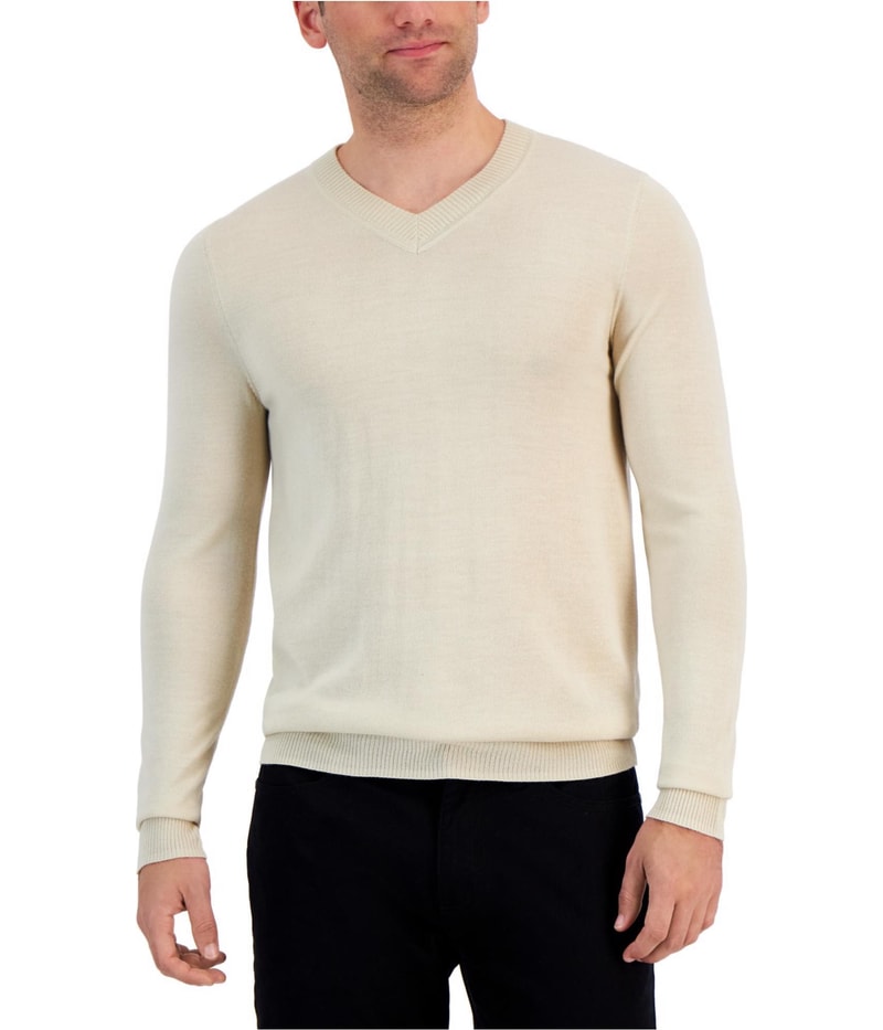 Alfani Mens V Neck Merino Pullover Sweater