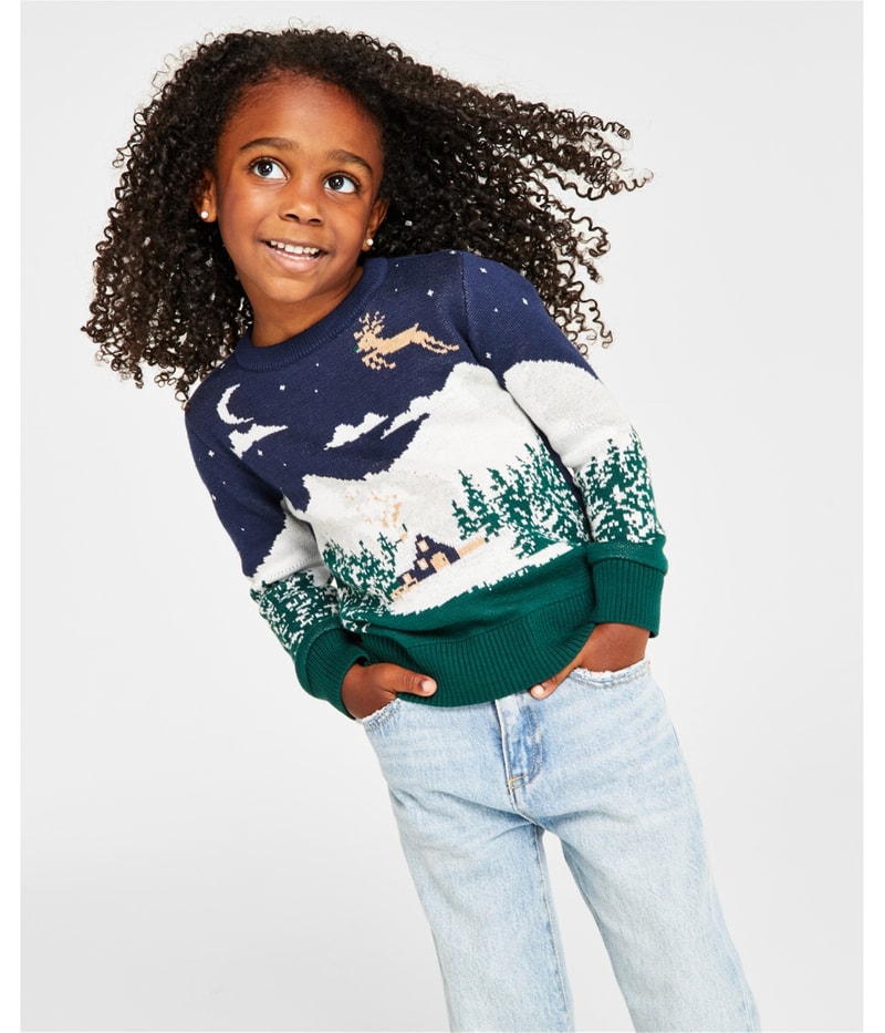 Holiday Lane Girls Christmas Themed Pullover Sweater