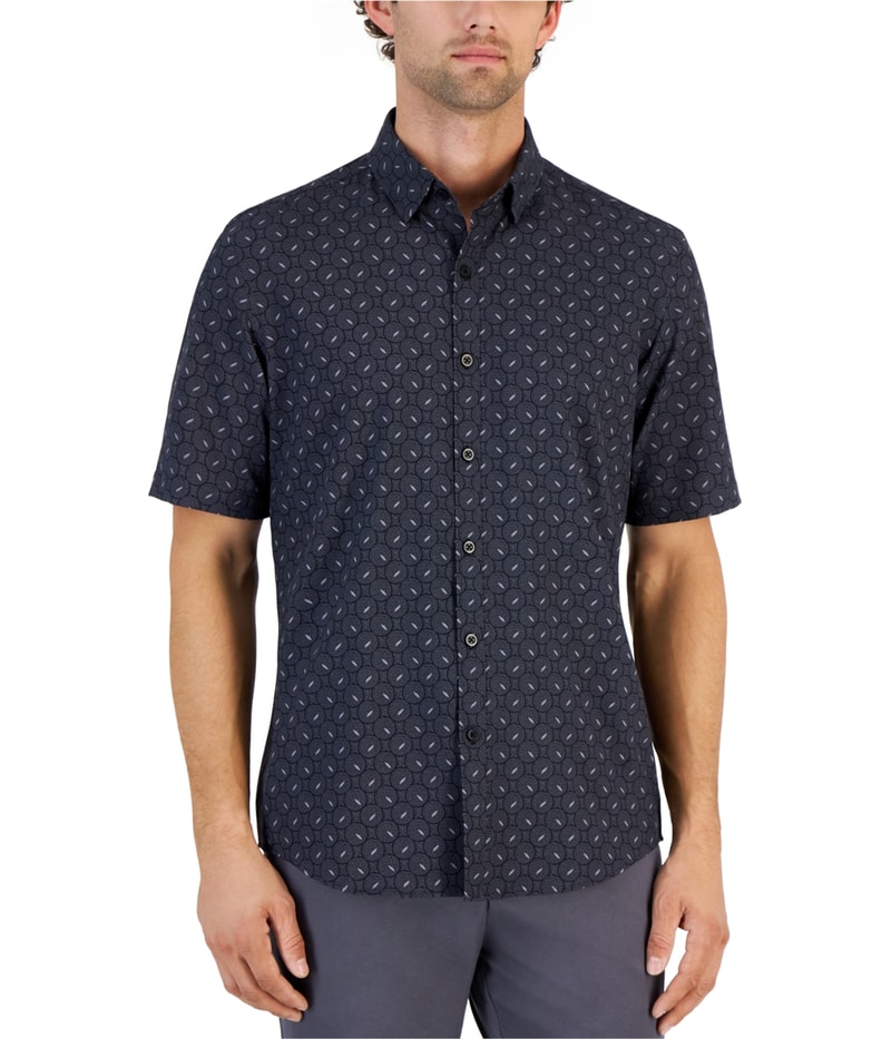 Alfani Mens Alfatech Geometric Dot Stretch Button Up Shirt