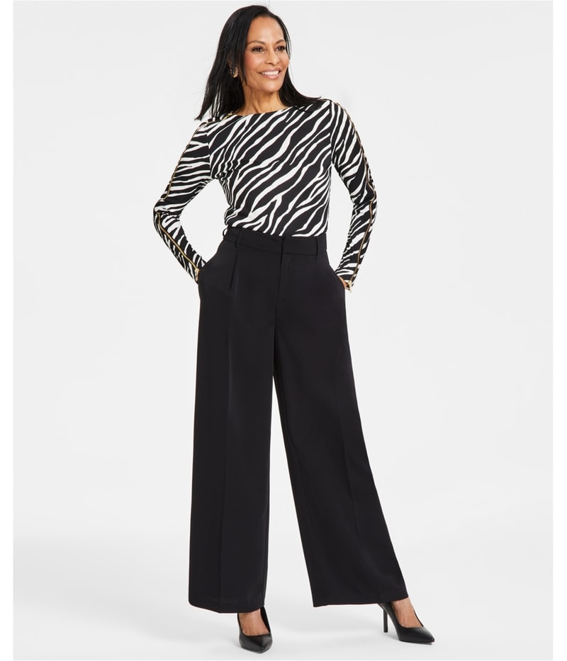 I.N.C Womens Solid Wide Leg Casual Pants