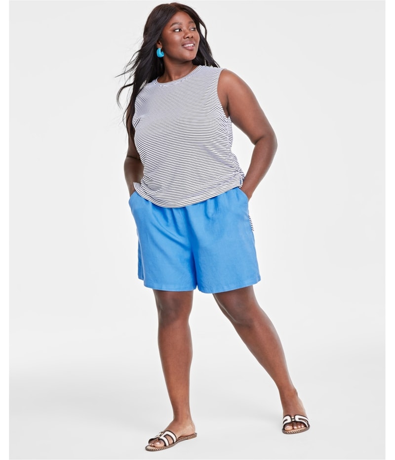 ON 34TH Womens Striped Muscle Tank Top