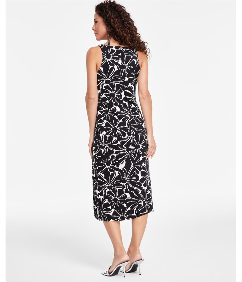 I.N.C Womens Floral Twist Front Midi Dress