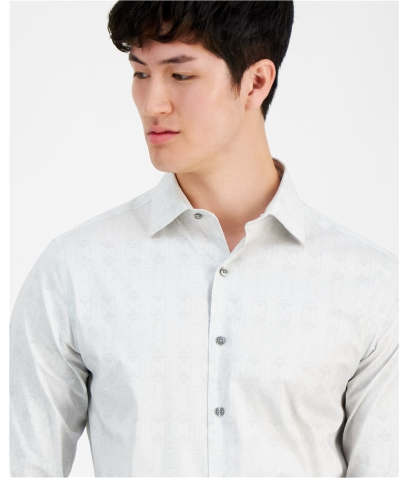 Alfani Mens Geo-Lines Button Down Dress Shirt