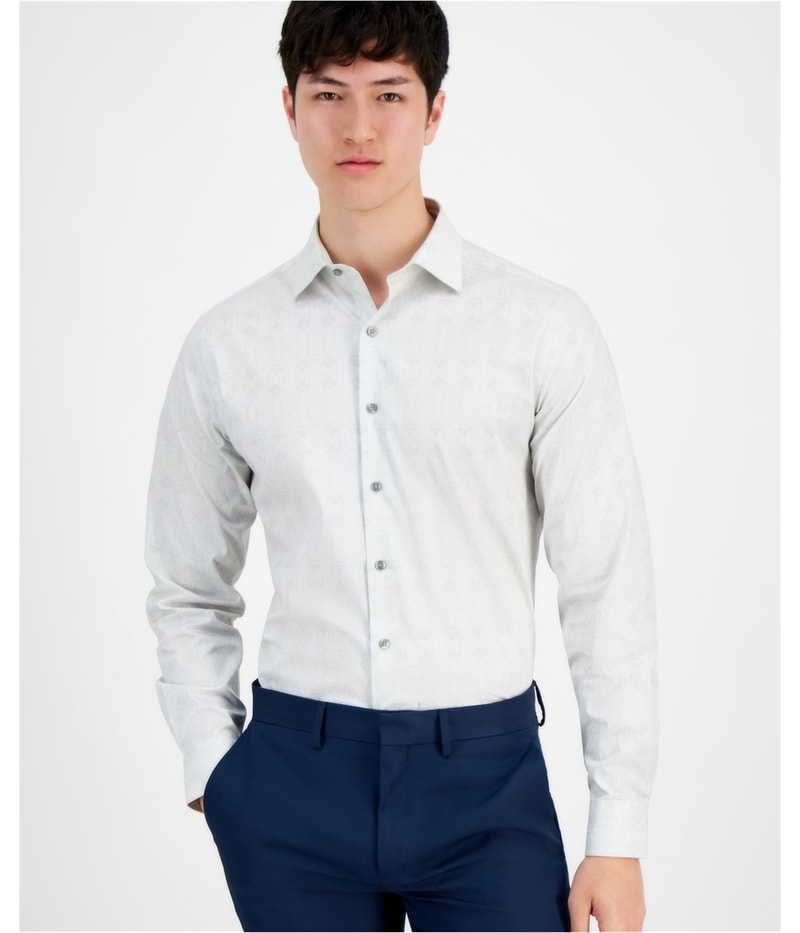 Alfani Mens Geo-Lines Button Down Dress Shirt