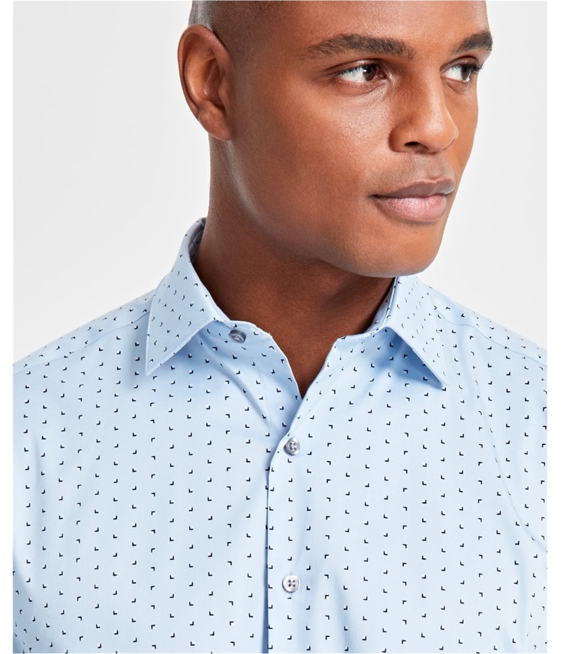 Alfani Mens Regular-Fit Printed Button Down Dress Shirt
