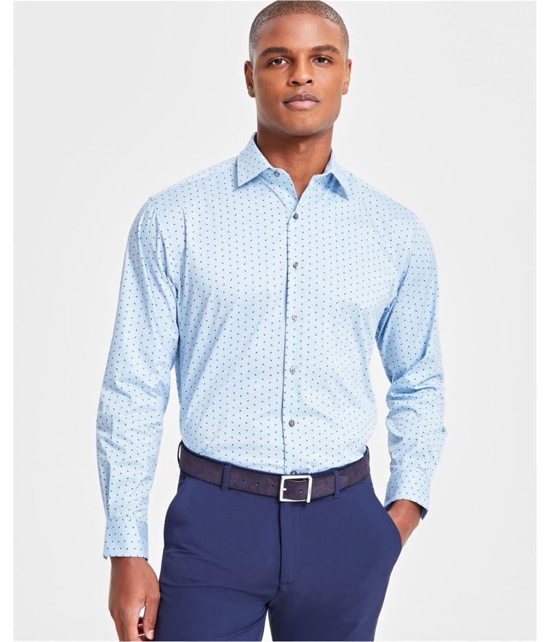 Alfani Mens Regular-Fit Printed Button Down Dress Shirt