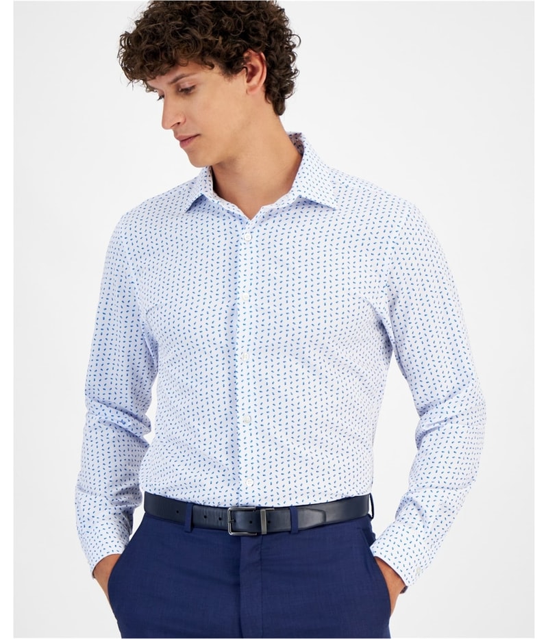 Alfani Mens Geo-Twist Button Down Dress Shirt