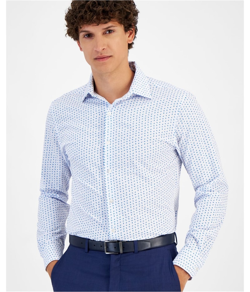 Alfani Mens Geo-Twist Button Down Dress Shirt