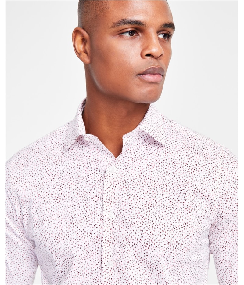 Alfani Mens Slim-Fit Dash-Print Button Down Dress Shirt