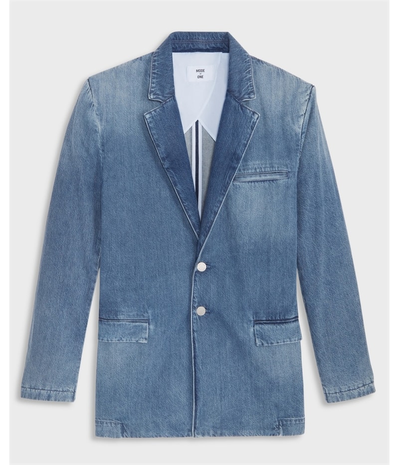 Mode Of One Mens Berman Denim Blazer Jacket