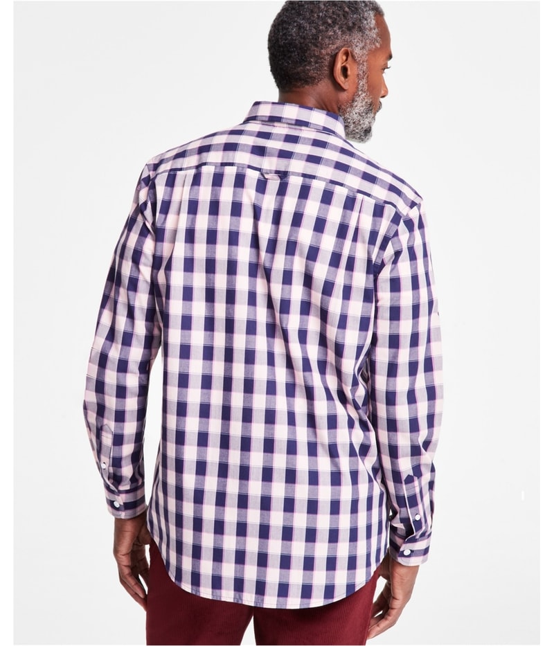 Club Room Mens Lanne Plaid Woven Button Up Shirt