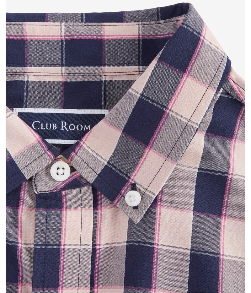 Club Room Mens Lanne Plaid Woven Button Up Shirt