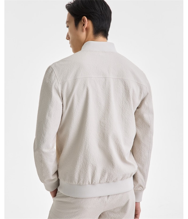 Alfani Mens Modern Puckered Zip-Front Bomber Jacket