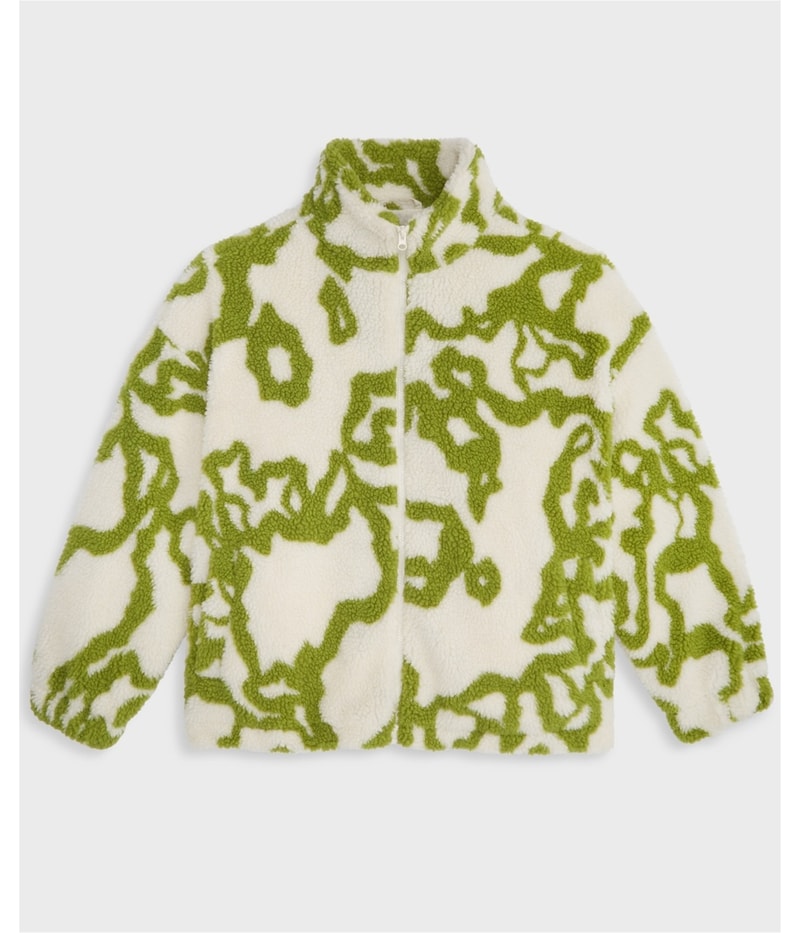 Mode Of One Mens Jacquard Zip-Front Sherpa Fleece Jacket