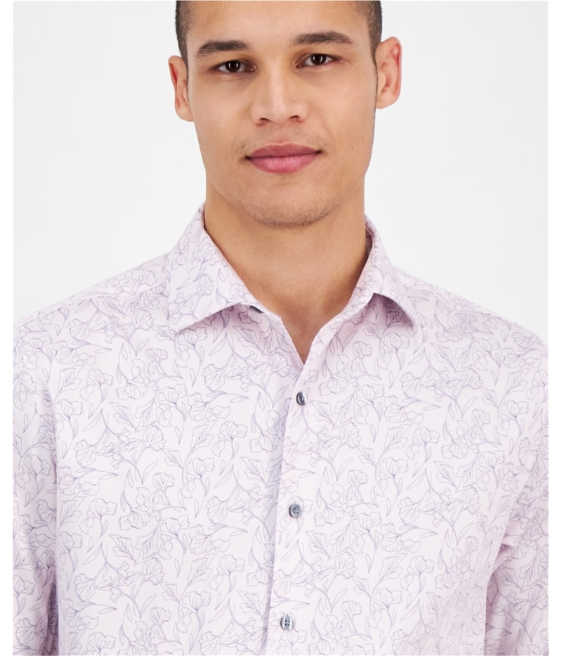bar III Mens Stretch, Floral Print Button Up Shirt