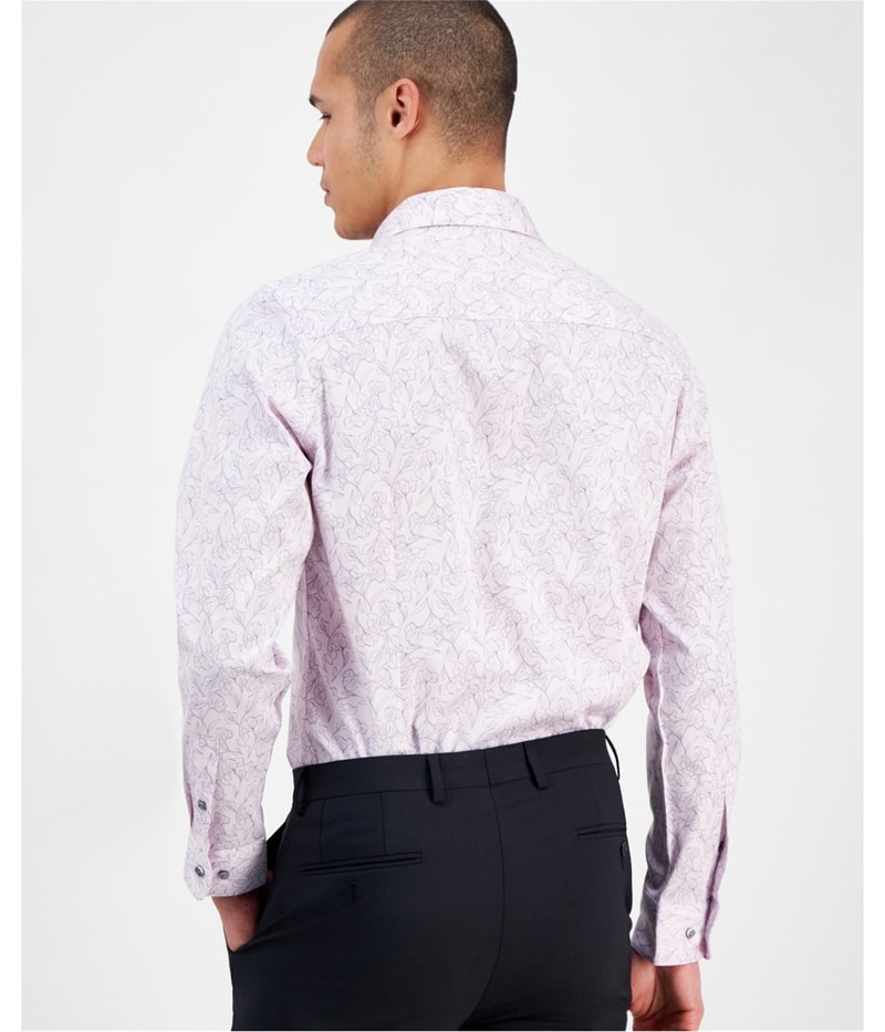 bar III Mens Stretch, Floral Print Button Up Shirt