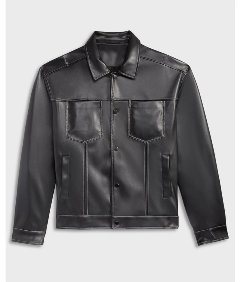 Mode Of One Mens Relaxed Faux-Leather Jacket