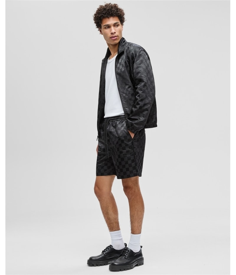 Mode Of One Mens Check Jacquard Casual Walking Shorts