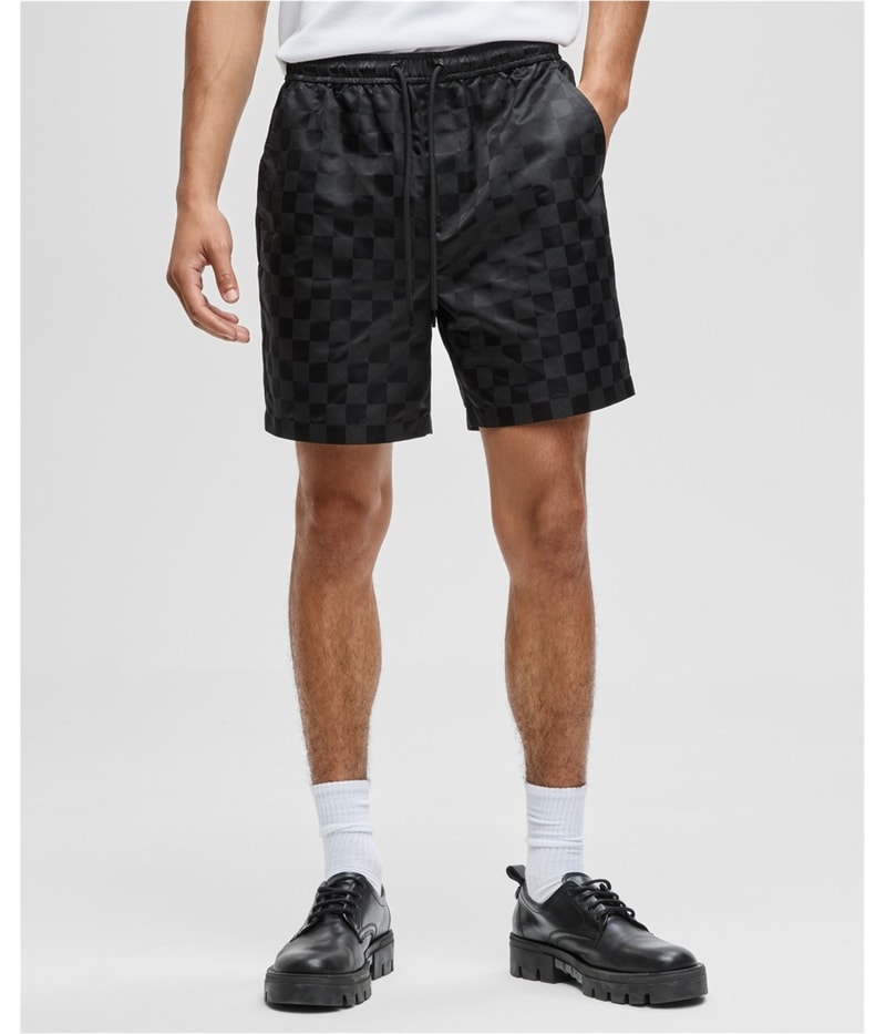 Mode Of One Mens Check Jacquard Casual Walking Shorts