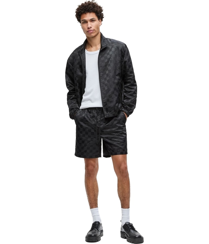 Mode Of One Mens Check Jacquard Casual Walking Shorts