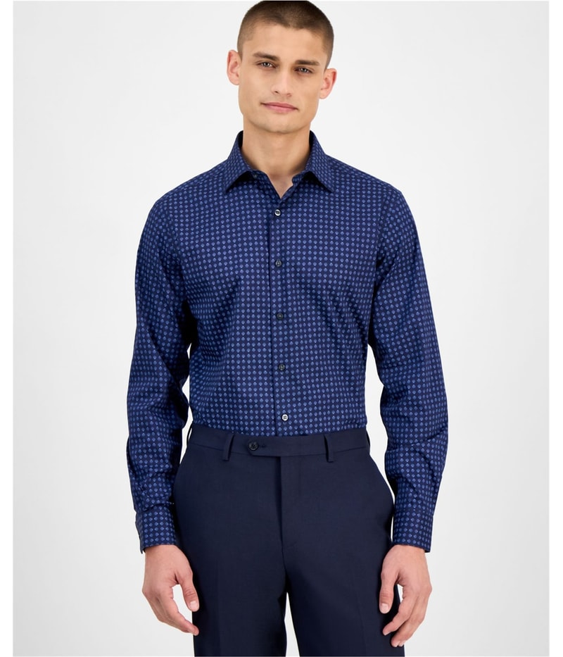 Alfani Mens Slim-Fit Round Dot Button Down Dress Shirt