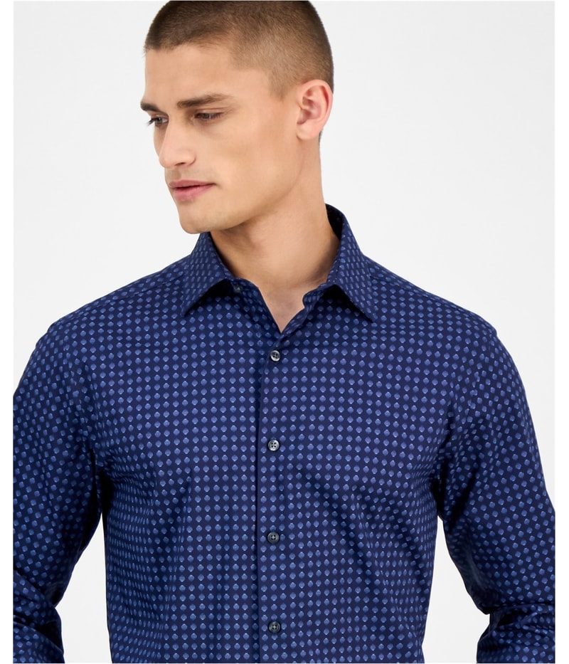 Alfani Mens Slim-Fit Round Dot Button Down Dress Shirt