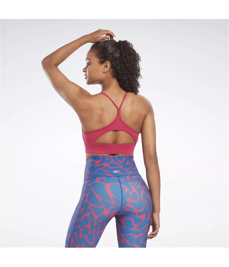 Reebok Womens Workout Ready Tri Back Sports Bra in Bright Pink, image 2 of 2