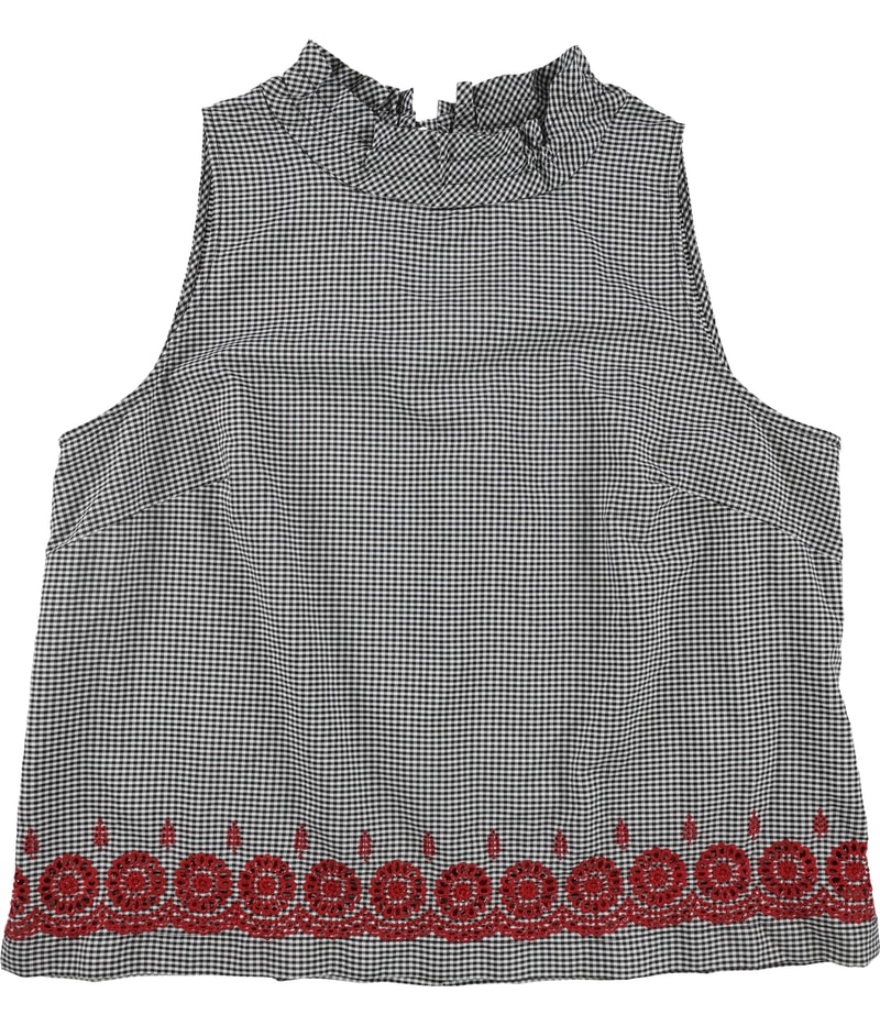 Nine West Womens Ruffle-Neck Sleeveless Blouse Top
