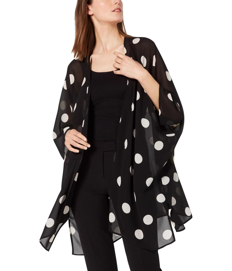 Anne Klein Womens Open Front Chiffon Kimono Top Blouse