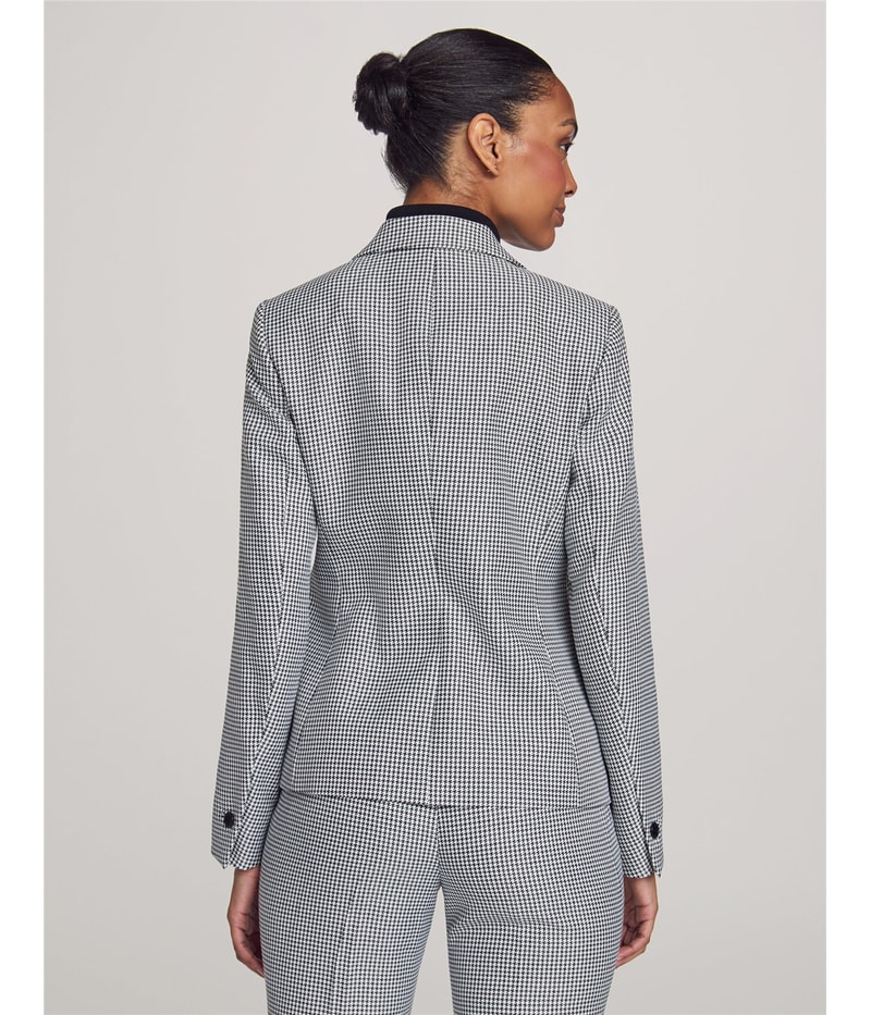Anne Klein Womens Mini Houndstooth Two Button Blazer Jacket, view 2