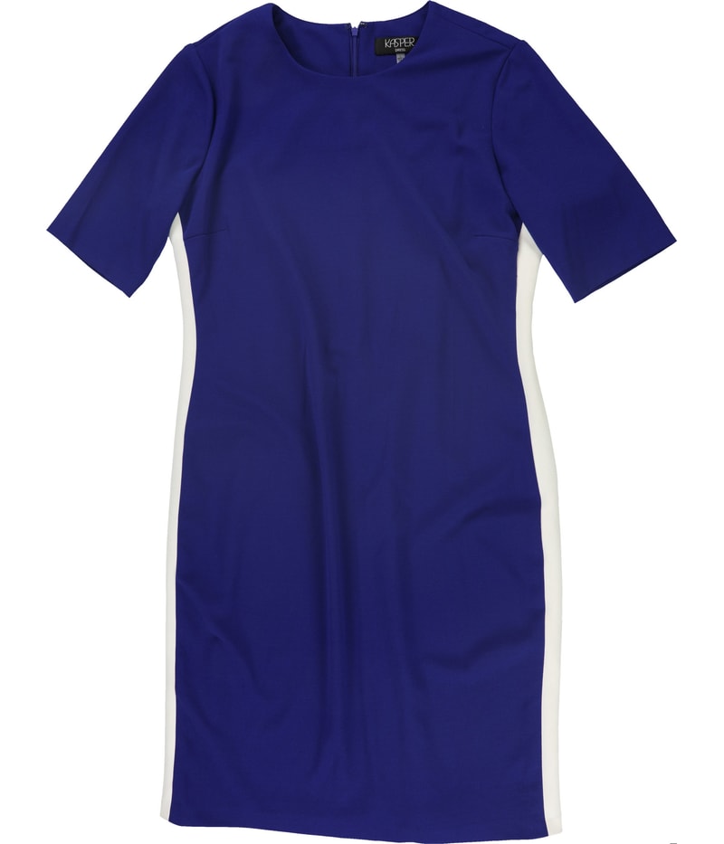 Kasper Womens Crepe Colorblock Sheath Dress